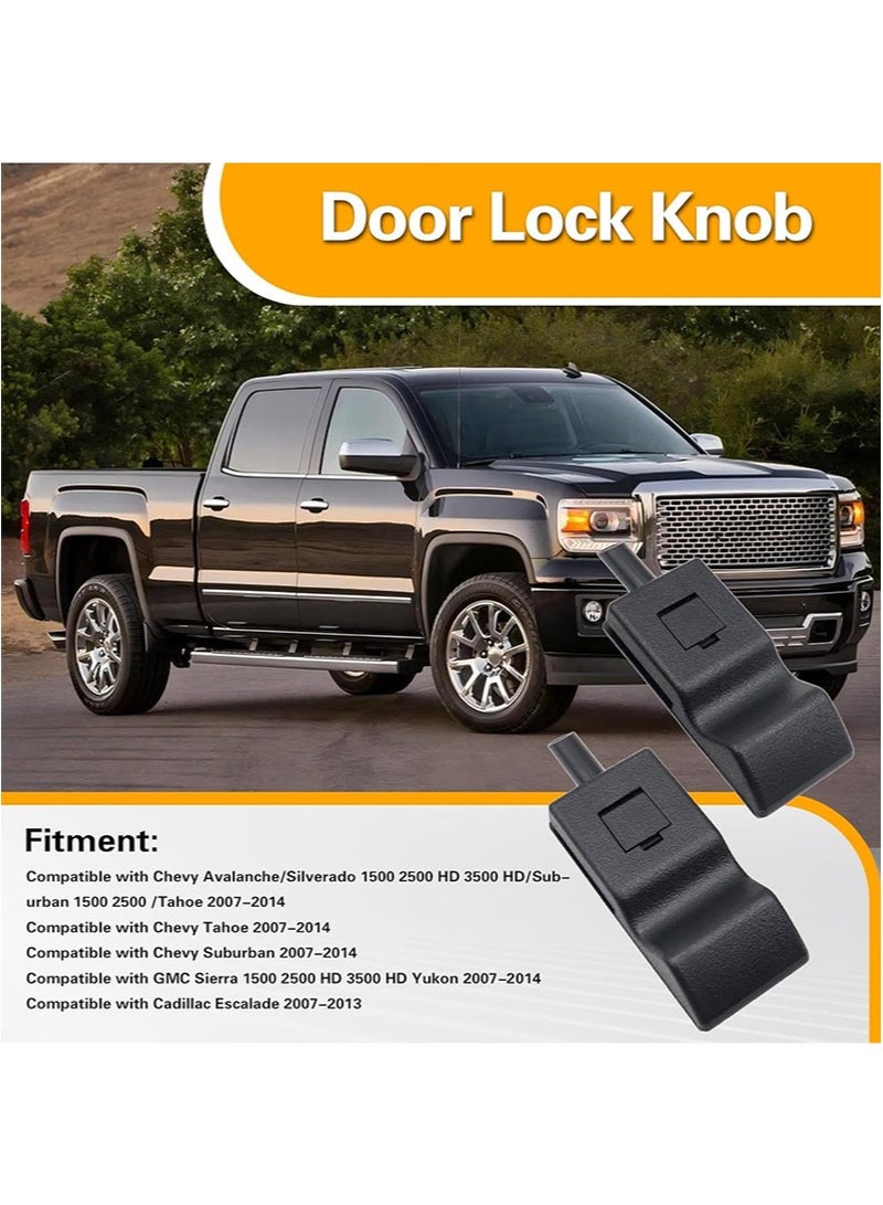 Apustim 2-Pack Automotive Door Lock Knobs Compatible with Chevrolet Silverado，Tahoe，GMC Sierra，Cadillac Escalade Replaces OEM Part Numbers 15844616，15214027，25862454 - Image 2